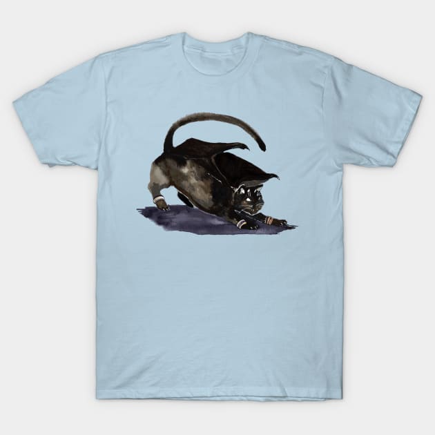 Stretch - Cat Dragon Ink Art T-Shirt by FishWithATopHat